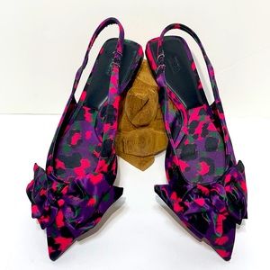 Zara Flat Leopard Animal Print SlingBack Shoes with Bow detail!